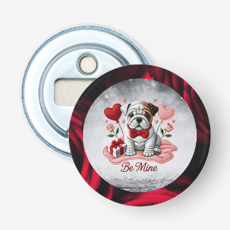 Var min engelska Bulldog Valentine Button Flaska O Flasköppnare