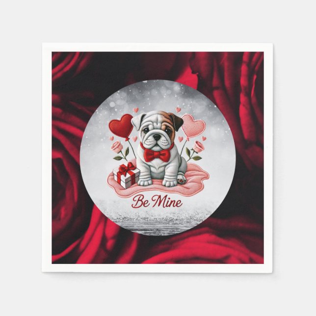 Var min engelska Bulldog Valentine Pappra Napkins Pappersservett (Framsidan)