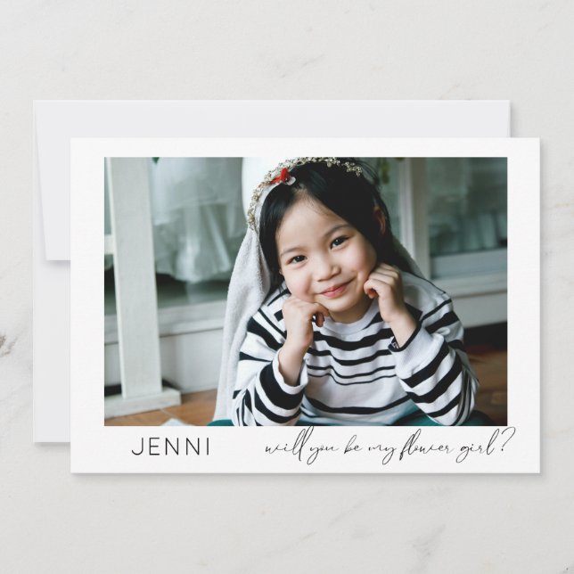 Var Min Flicka För Blommor Foto Förslag Kalligrafi Inbjudningar (Framsida)