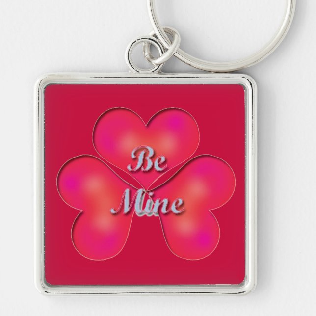 Var Min Fyrkantig Silverfärgad Nyckelring (Framsidan)