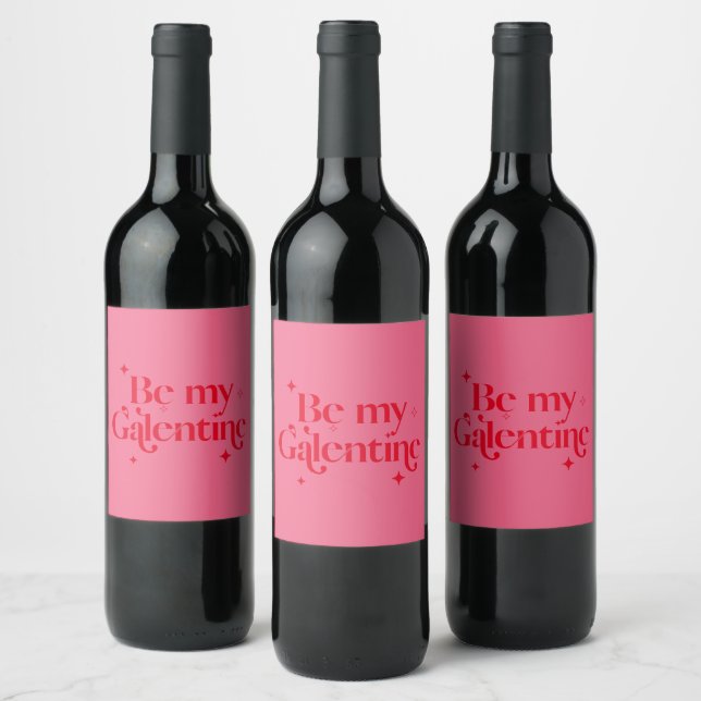 Var min Galentine Friend Valentine Red Rosa Vinflaska Etikett (Flaskor)