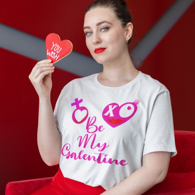 Var min galentine XO-hjärt- och teckenkvinna T Shirt (Be My Galentine XO Heart & Sign Women's T-Shirt)