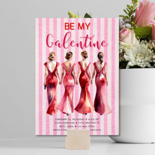 Var min galentininbjudan i Chic Rosa och röda flic Inbjudningar