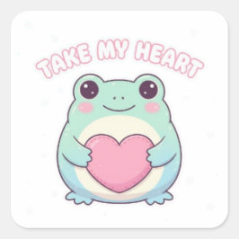 var min groda, alla hjärtans groda, romantisk grod fyrkantigt klistermärke
