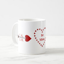 Var min! Hearts Cupid Arrow Initialer Coffee Kopp