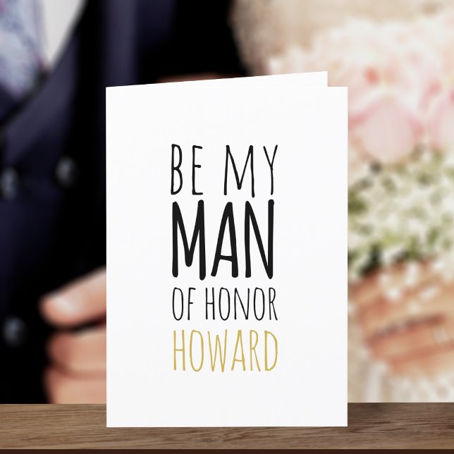 Var Min Hedersman Modern Bröllopsförslags Kort (Ask your Man of Honor to be by your side with this card. Just add your message)