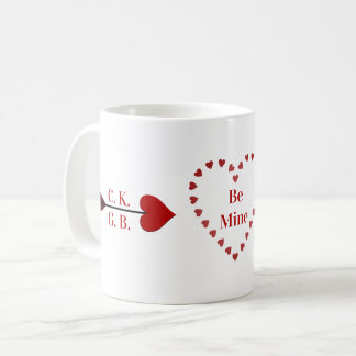 Var Min! Hjärtan Cupid Pil Initialer Kaffe Kopp