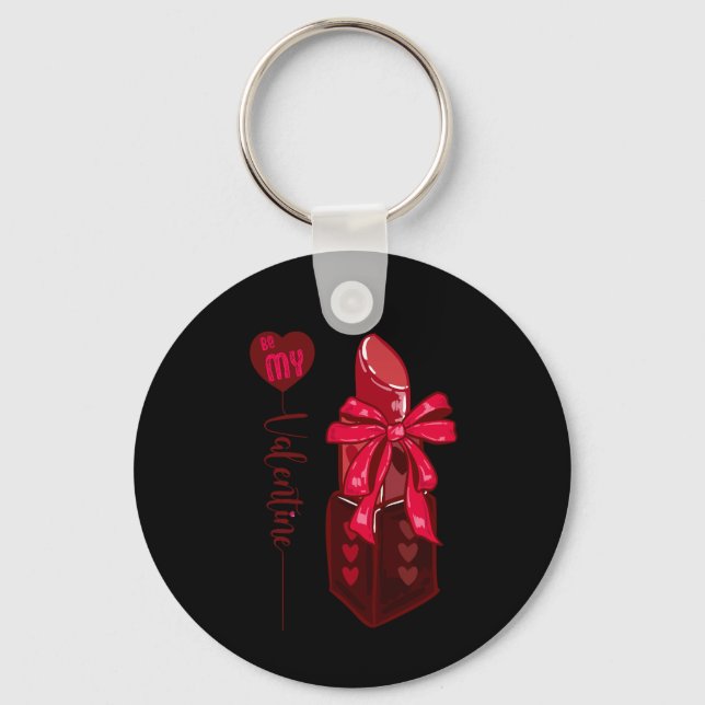 Var min hjärtans läppstift och buskdesign nyckelring (Framsida)