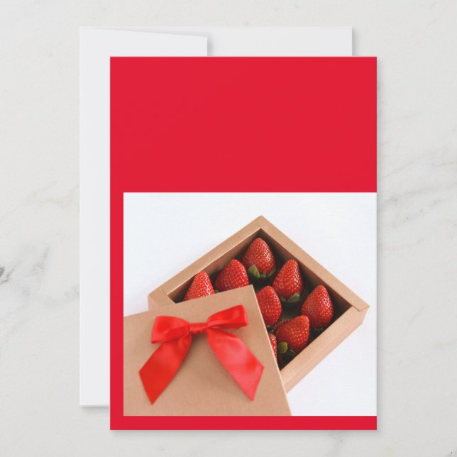 Var min hjärtans röda buckbox för jordgubbsrött jo inbjudningar (Framsida)
