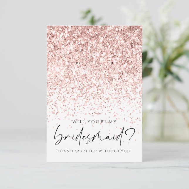 Var min innehavare av Bridesmaid Rosa Glitter Earr Tack Kort (Stående Fram)