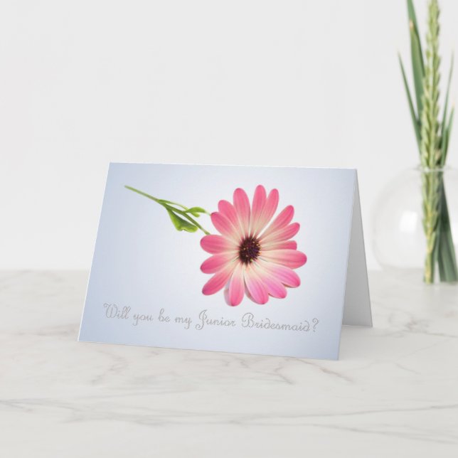 Var min Junior Bridesmaid - rosa daisy Card Inbjudan (Framsida)