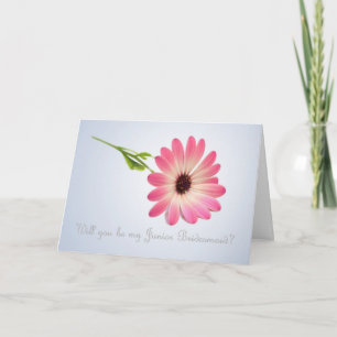 Var min Junior Bridesmaid - rosa daisy Card Inbjudan