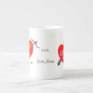 Var min Kärlek, du två röda hjärtan Valentine Benporslin Mugg