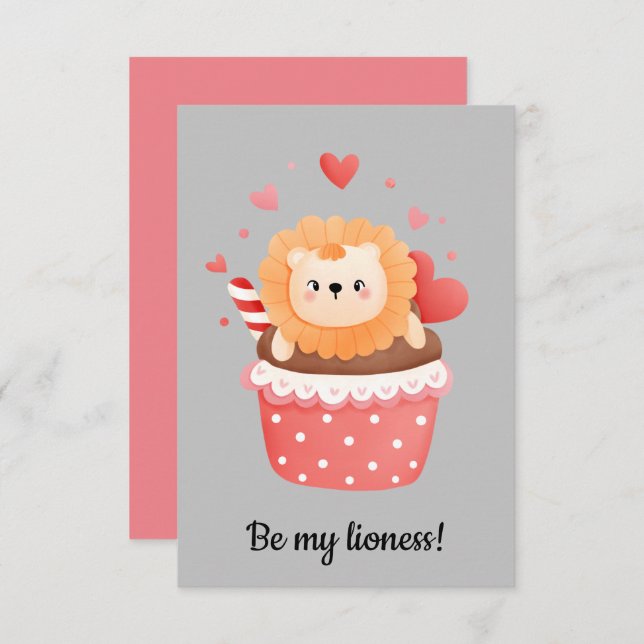 Var min lejona, lionfria valentin inbjudningar (Fram/baksida)