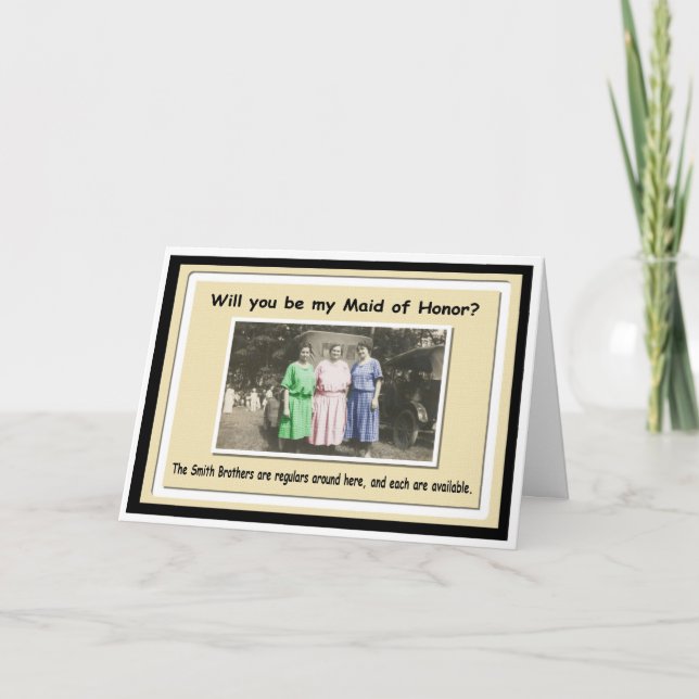 Var min Maid of honor? - FUNNY Inbjudan (Framsida)
