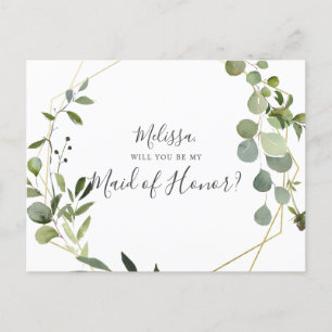 Var min Maid of honor Greenery Inbjudan Vykort