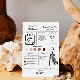 Var min maid of honor-kalender frieri + Info Card Inbjudningar