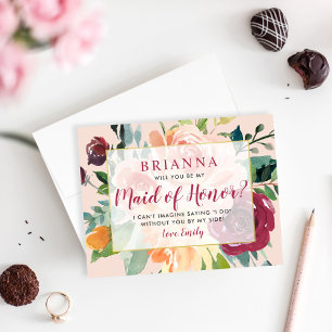 Var min Maid of honor Rustic Burgundy  Bröllop Inbjudningar