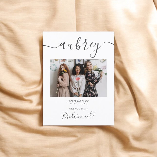 Var min moderna fotoinbjudan i Bridesmaid Inbjudan Vykort (Skapare uppladdad)