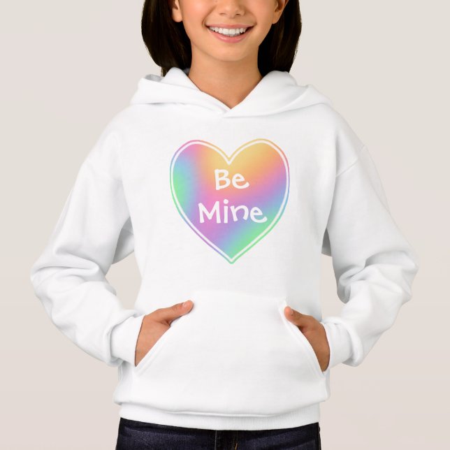 Var min pastel Rainbow Heart Girls'Hoodie T Shirt (Framsida)