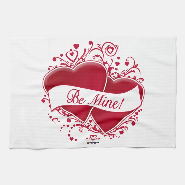 Var min! Red Hearts Kökshandduk (Horisontell)