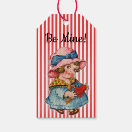 "Var min!" Retro Girl Valentiness Presentetikett