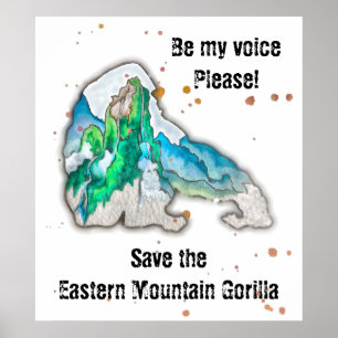 Var min röst Spara vid berget Gorilla med Habitat Poster
