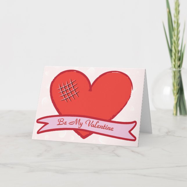 Var min valentin med rött hjärta helgkort (Framsida)