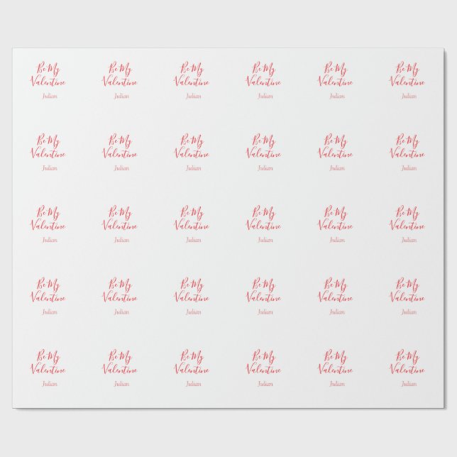 Var min valentin röda namn elegant kärlek par  presentpapper (Platt)