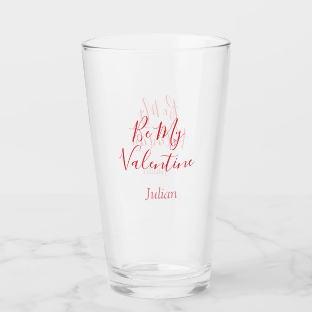 Var min valentin röda namn eleganta kärlek kärleks glaskopp (Framsida)
