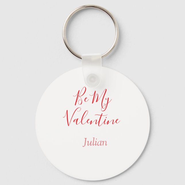 Var min valentin röda namn eleganta kärlek par  nyckelring (Framsida)