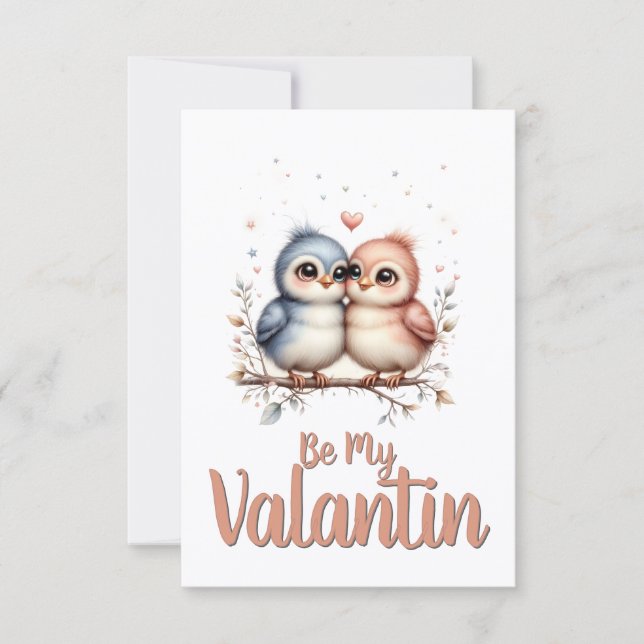 Var Min Valentin – söta kärleksfåglar valentin-kon (Framsida)