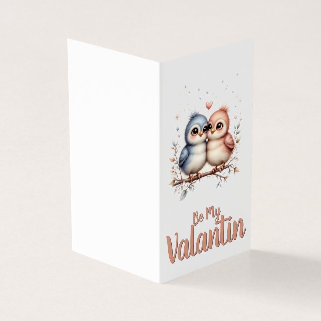 Var Min Valentin – söta kärleksfåglar valentin-kon Kort (Utsida)