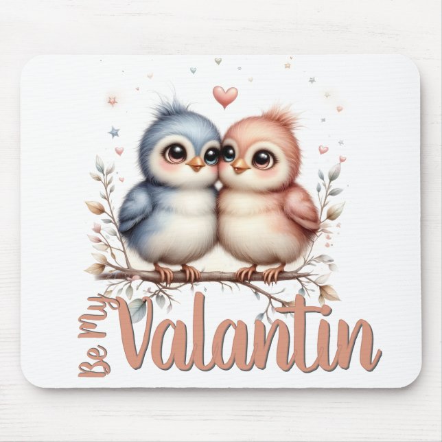 Var Min Valentin – söta kärleksfåglar valentin-kon Musmatta (Framsidan)