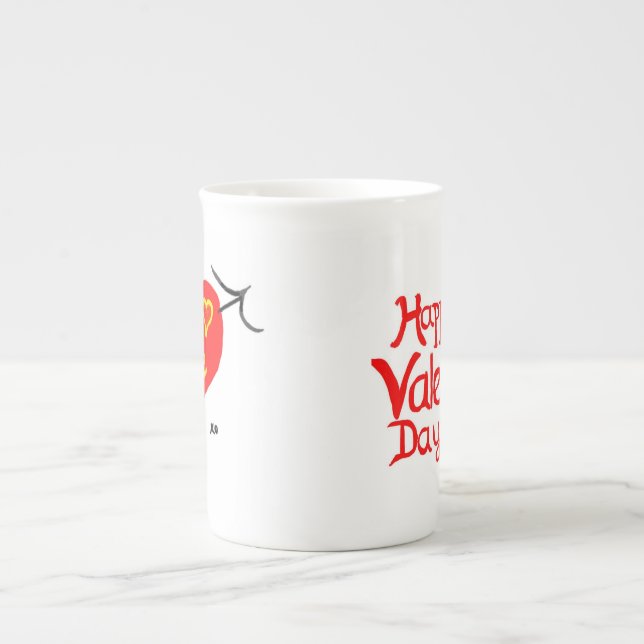 Var Min Valentine  Bone China Hjärtmugg Benporslin Mugg (Framsidan)