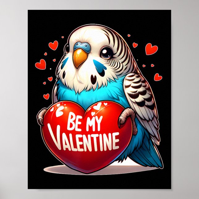 Var min Valentine Budgie Heart Poster (Framsidan)