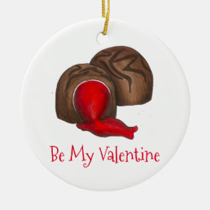 Var min Valentine Chocolate Cherry Cordial Candy Julgransprydnad Keramik