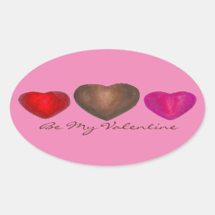 Var min Valentine Chocolate Rosa Brown Candy Heart Ovalt Klistermärke