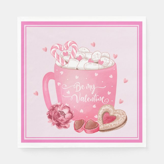 Var min Valentine Cocoa, kakor och sötsaker Pappersservett (Framsidan)