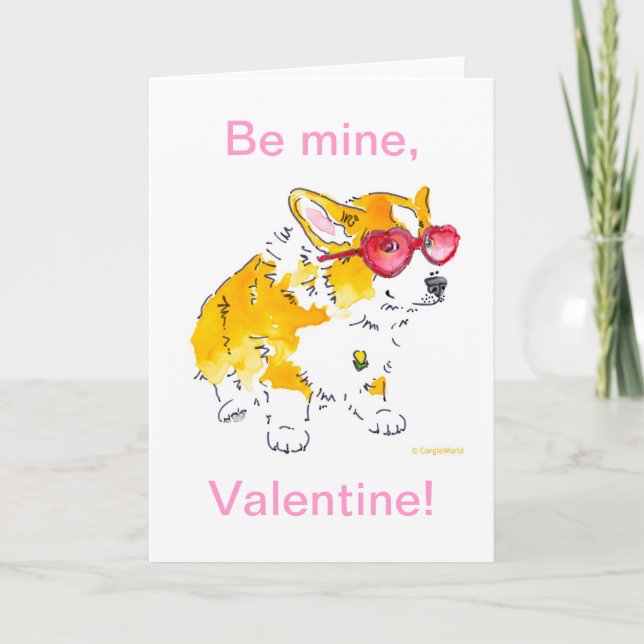 Var min, Valentine! Corgi-kort Helgkort (Framsida)