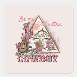 Var min Valentine Cowboy Fyrkantigt Klistermärke
