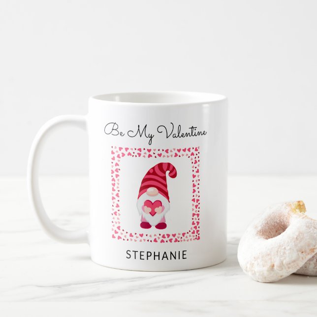 Var min Valentine Cute Gnome med Heart-Personlig Kaffemugg (Med munk)