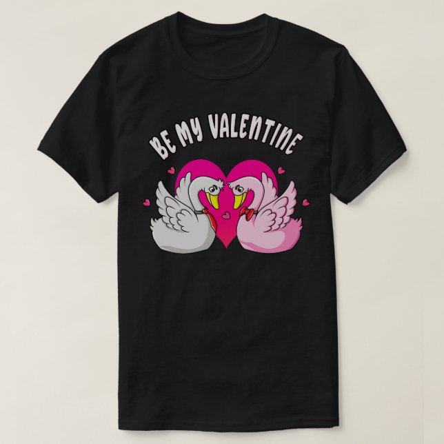 Var min Valentine Cute Svanar Kärlek T Shirt (Design framsida)