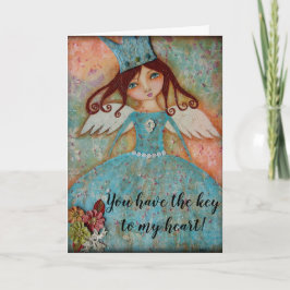 Var min Valentine - du har Nyckel i mitt hjärta! Helgkort