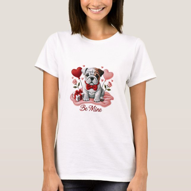 Var min Valentine English Bulldog T-Shirt (Framsida)