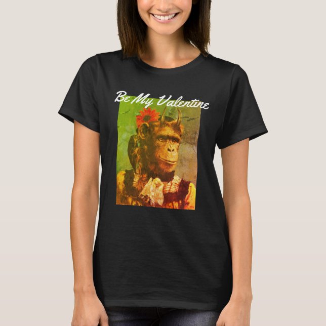 Var min Valentine Funny Monkey T-shirt (Framsida)