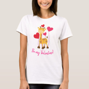 Var min Valentine gulliga Giraffe med ballonger T Shirt