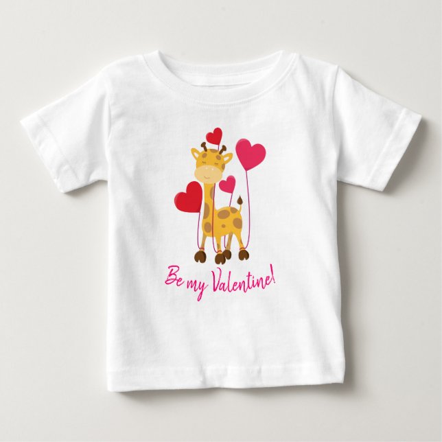 Var min Valentine gulliga Giraffe med ballonger T Shirt (Framsida)