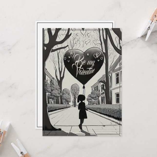 Var min Valentine i Manga Stil Monochrome 1617 (Fram/Back In Situ)