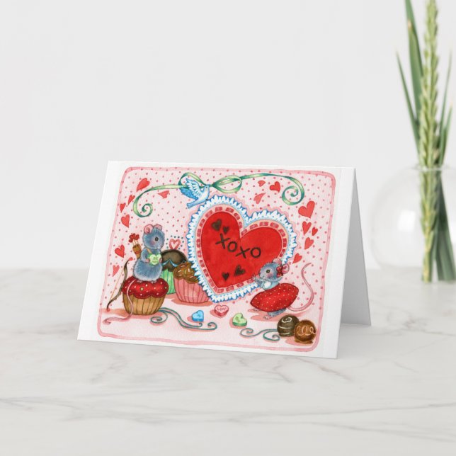 Var min - Valentine Mouse Card Helgkort (Framsida)